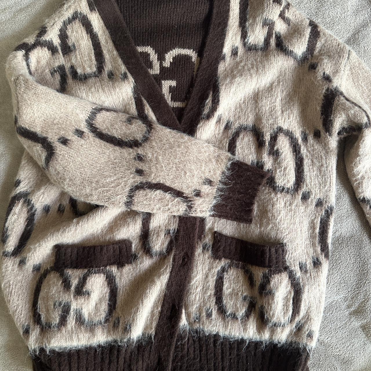 トップス Old Gucci 70s mohair knit Gucci mohair GG reversible cardigan Size M Mohair | Depop