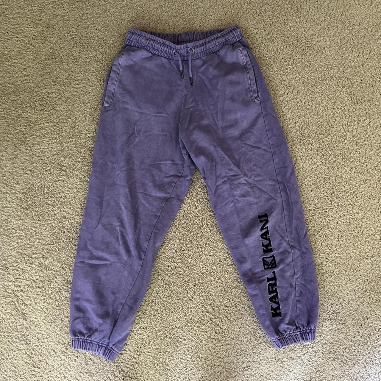 Purple Karl Kani Sweatpants Size medium + thick... - Depop