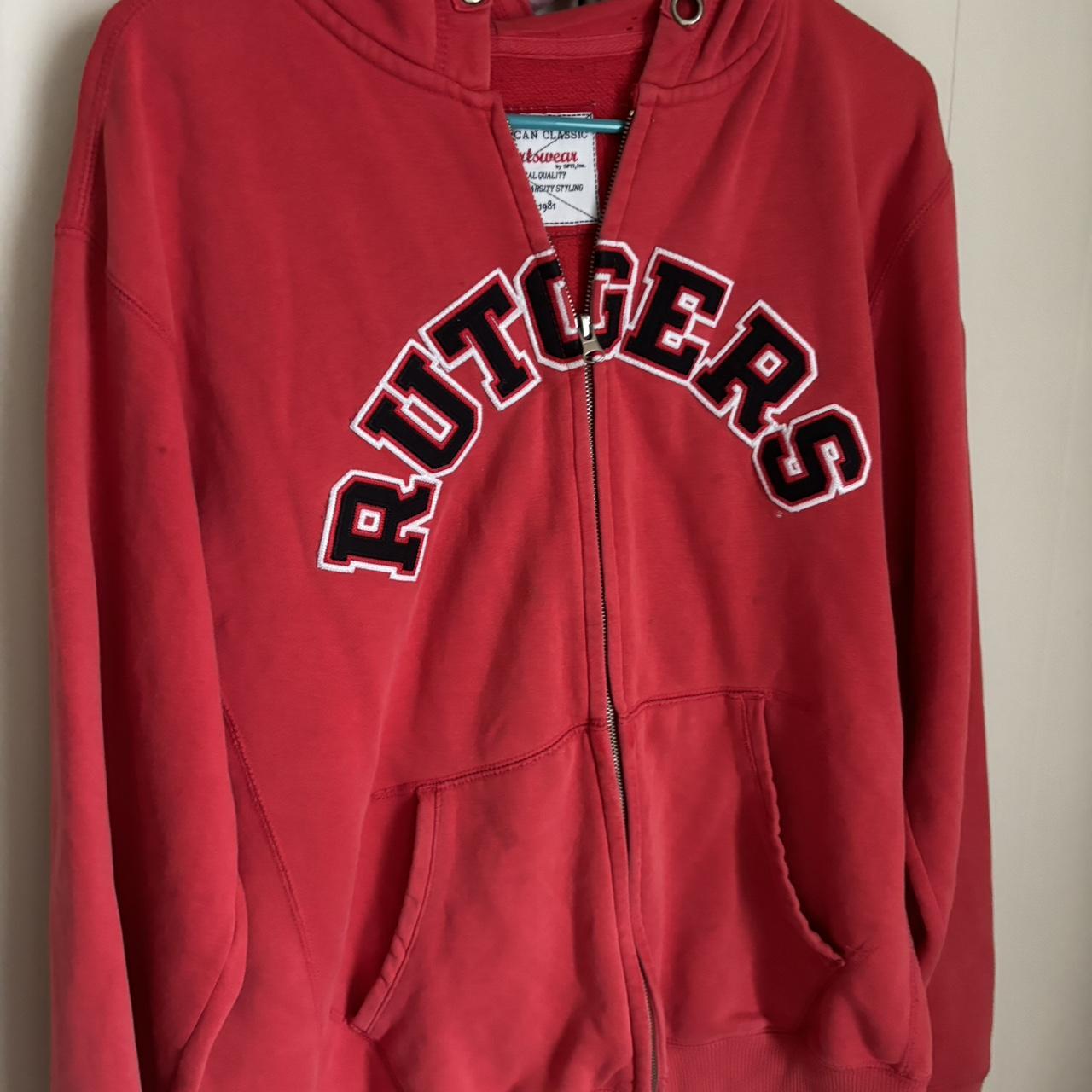 Rutgers University zip up hoodie -no flaws or... - Depop