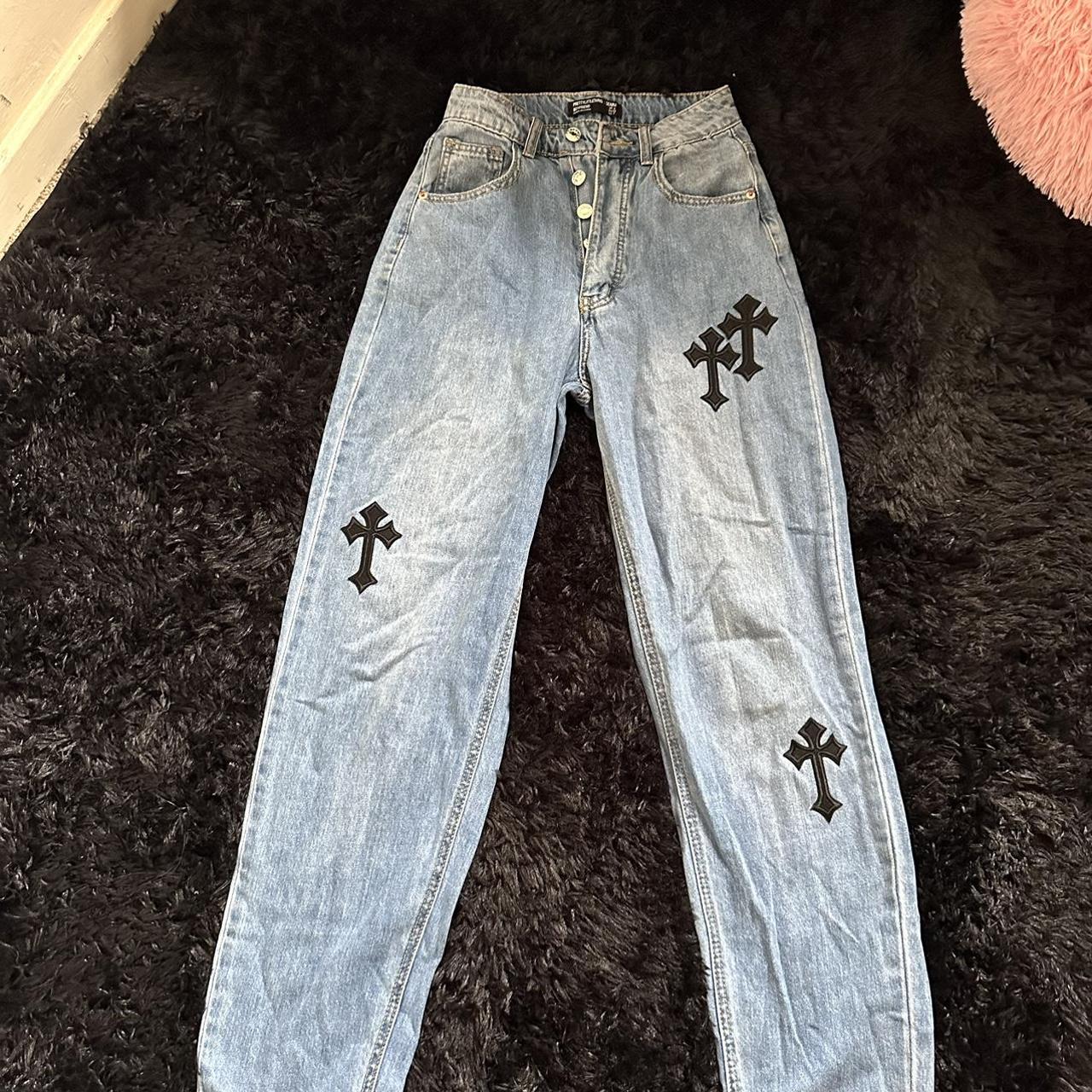 PLT boyfriend jeans (DIY I’ve added some chrome... - Depop