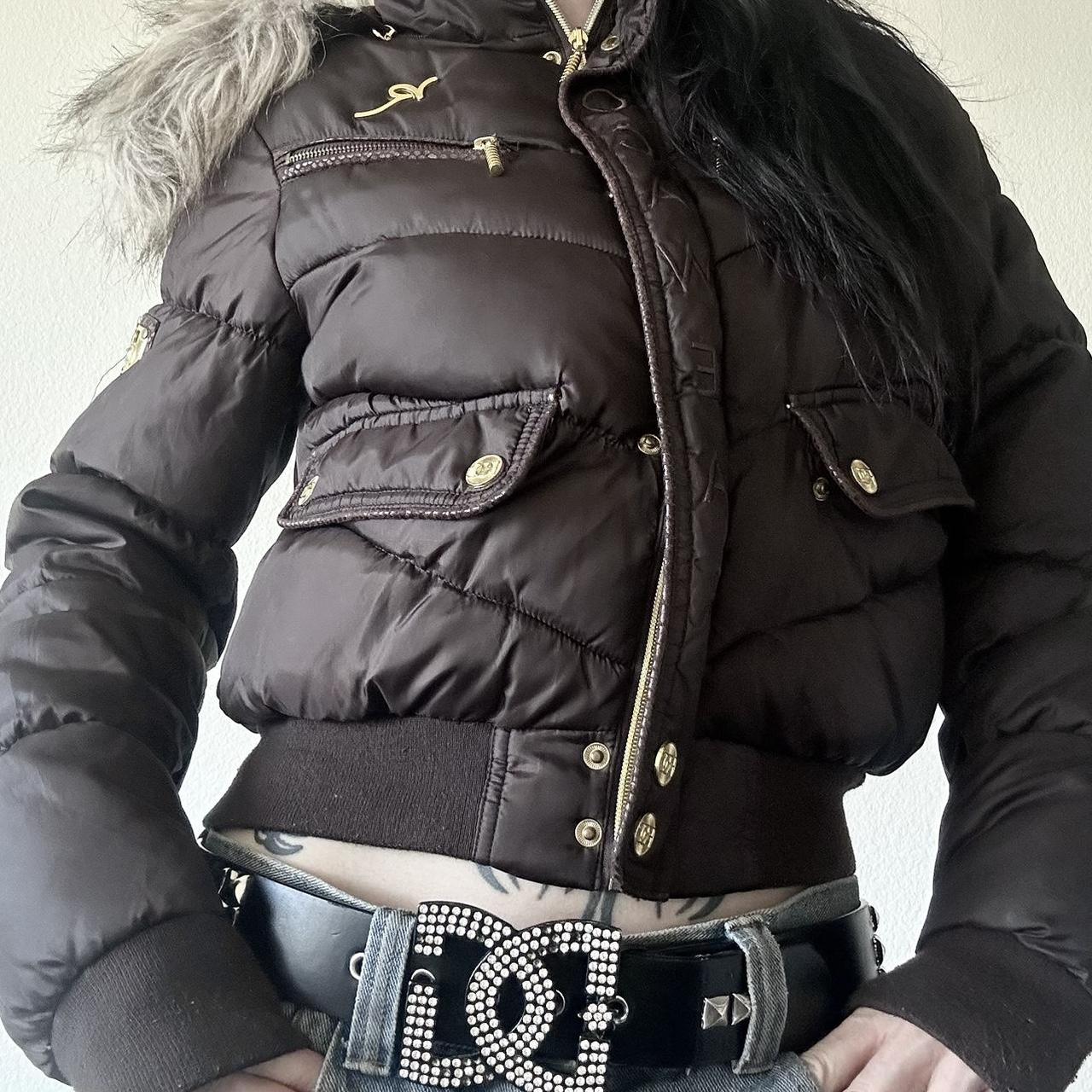 ジャケット・アウター 00s y2k DKNY Real Fur Mouton Jacket DKNY girls reversible black/Leopard faux fur full zip hooded