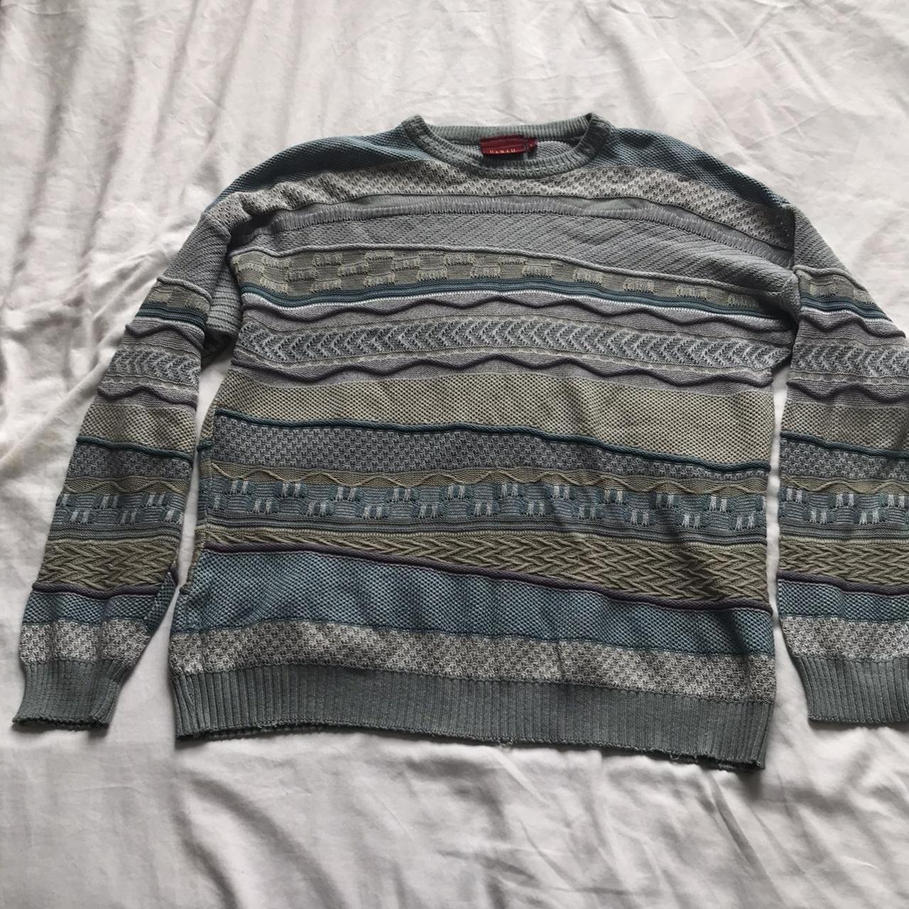 Vintage Farah wavy jumper coogi style Size L... Depop