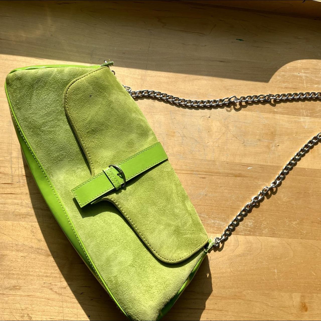 Green cheap suede clutch