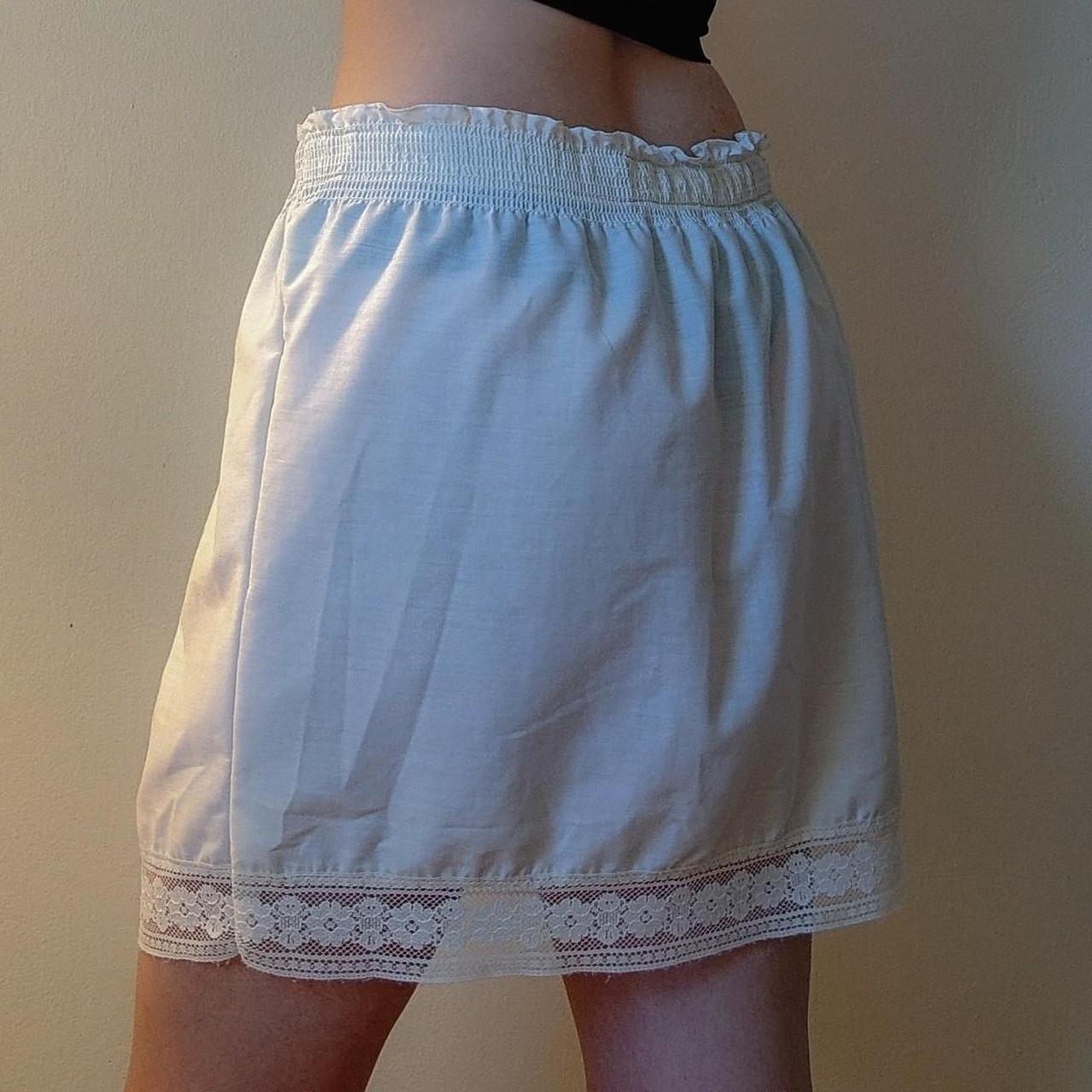 white lace slip skirt. #coquette #slipskirt... - Depop