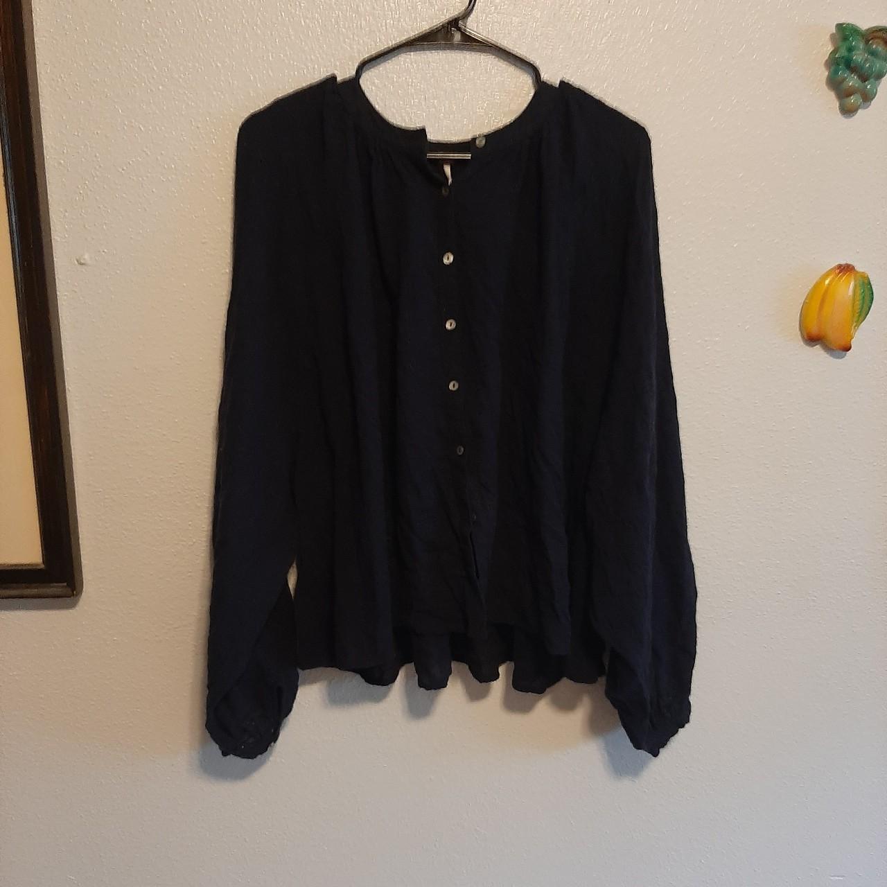 FREE PEOPLE BOHO BLOUSE Navy blue,... - Depop