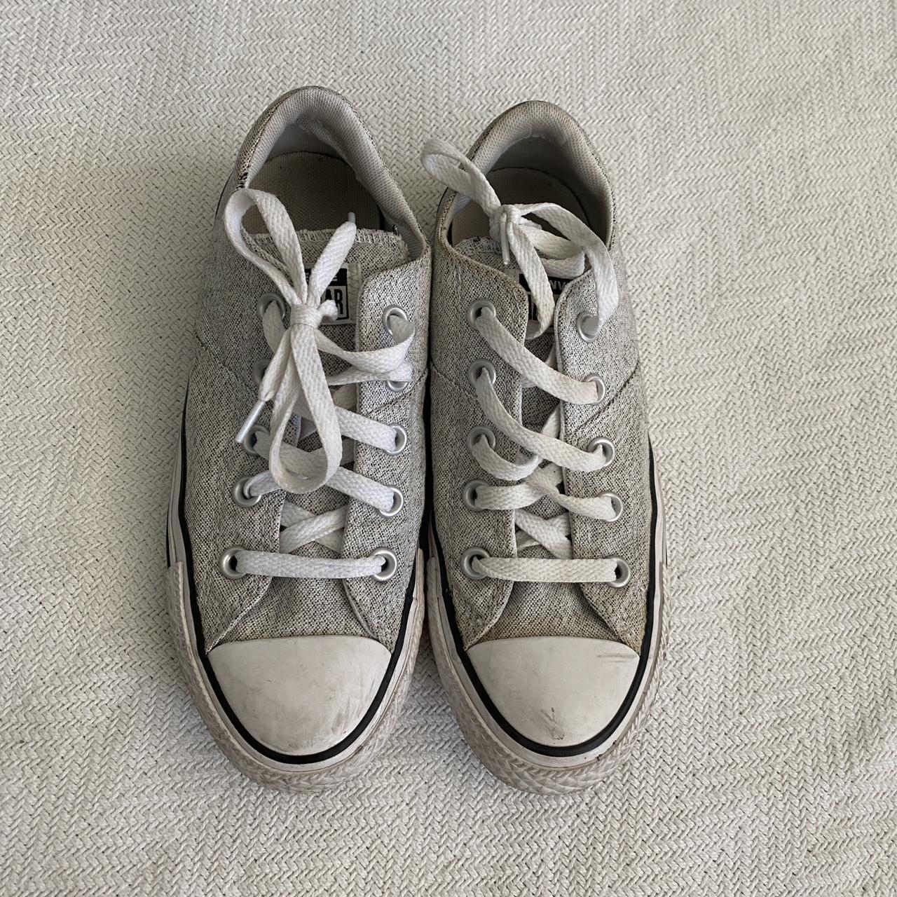 worn grey W converse, size 6. - Depop