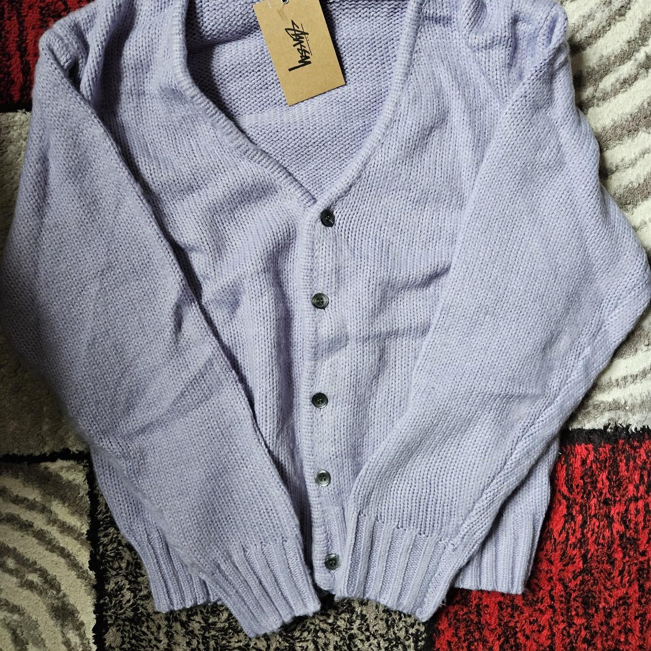 Stussy Mohair Charcoal Grey Knit Cardigan | Depop