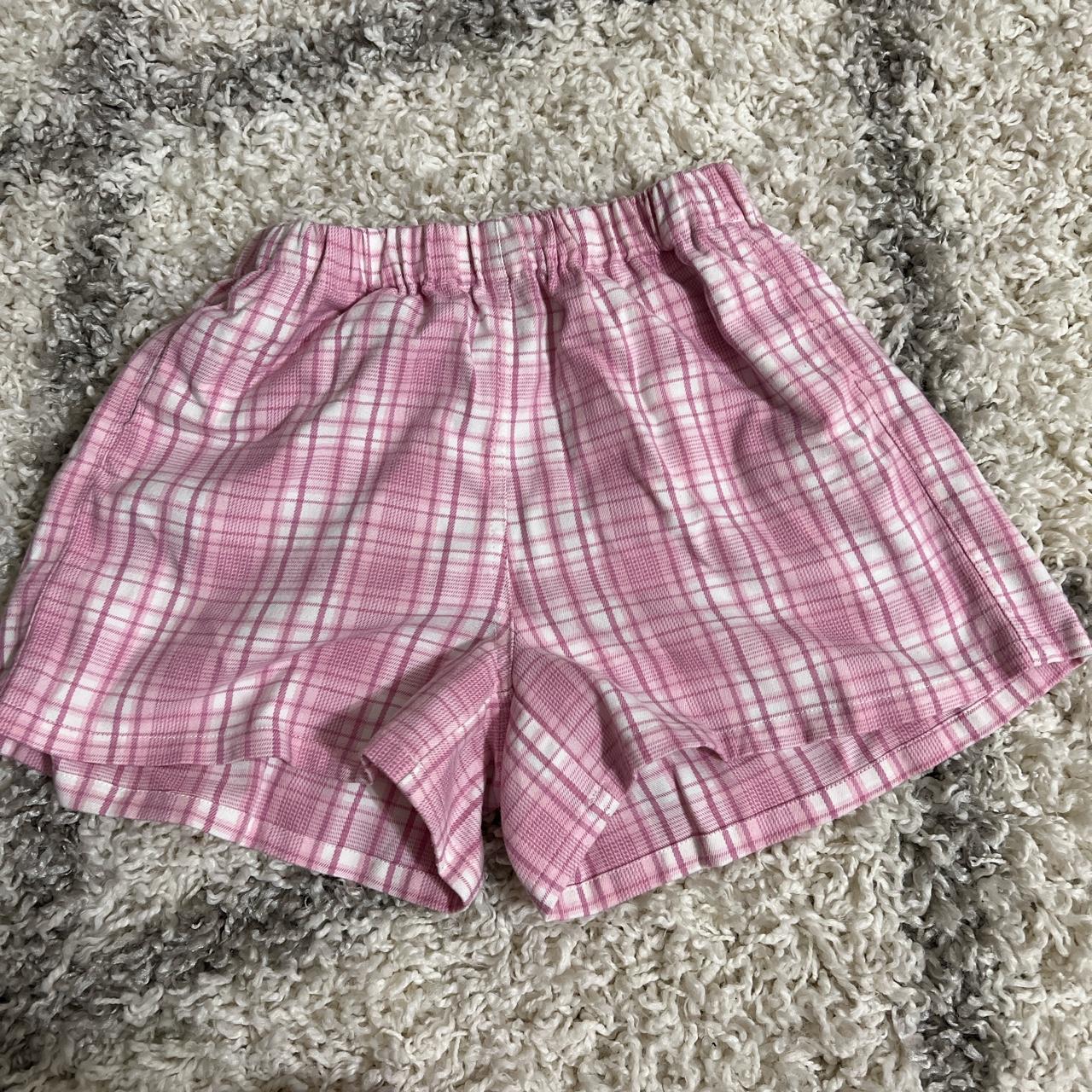 Brandy Melville Pink Plaid Shorts Depop