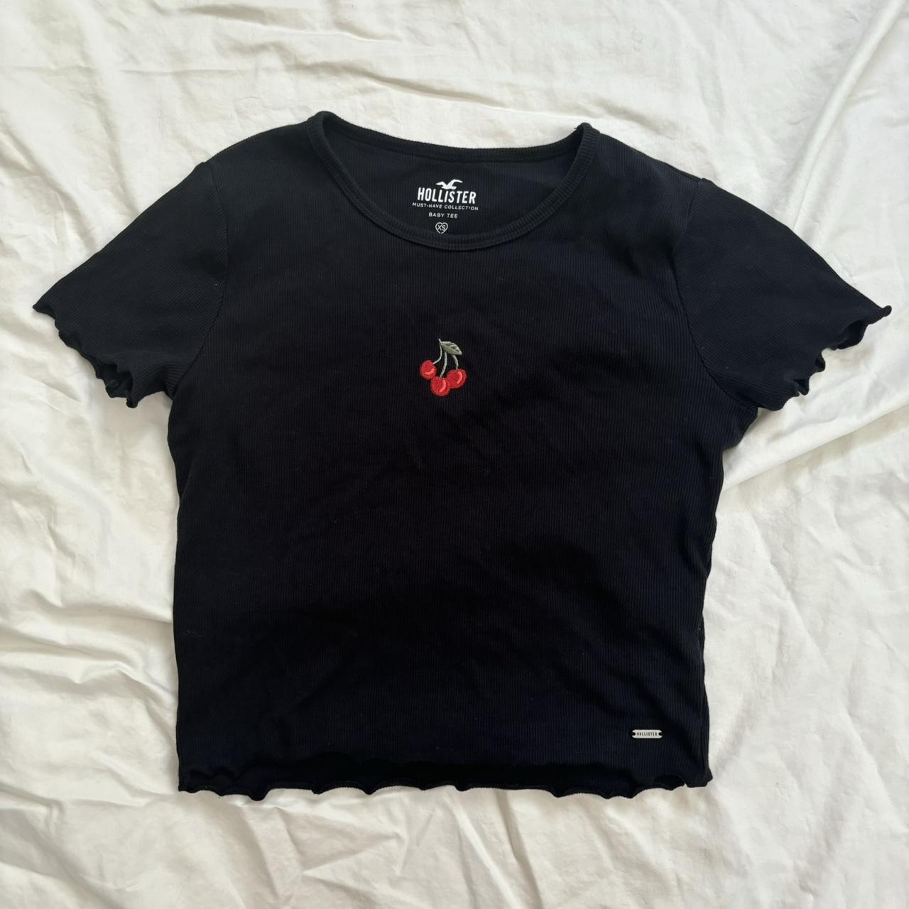 hollister cherry embroidered baby tee,