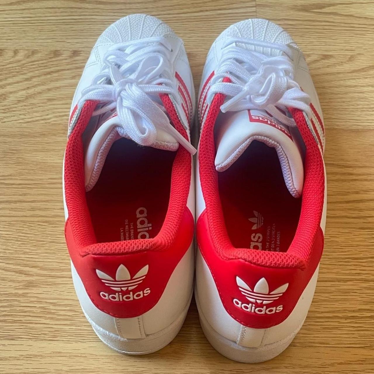 Mens white and red adidas superstar best sale