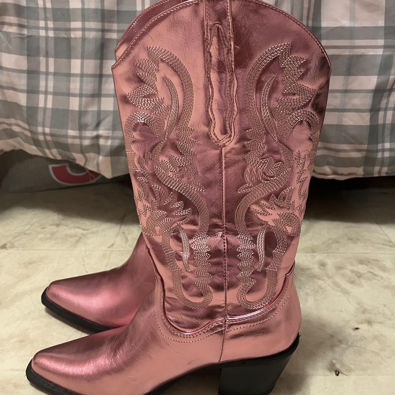 Forever 21 metallic pink cowboy boots Will have. Depop