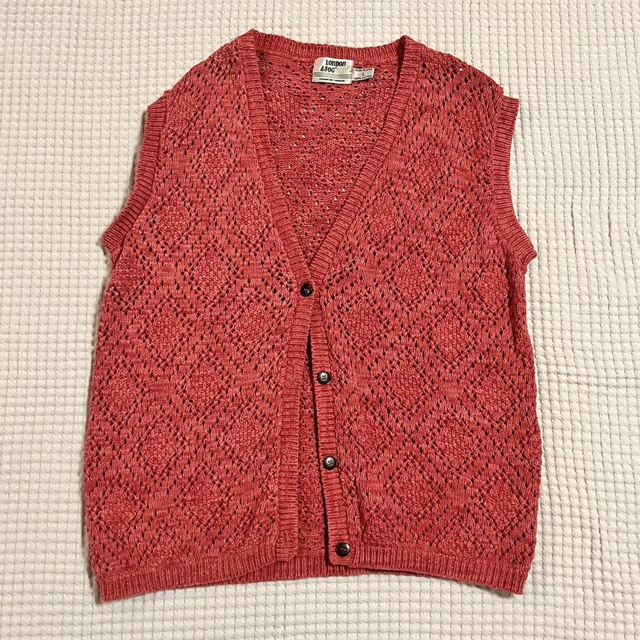 ☁️ London Fog pink knit vest ☁️ 100% cotton ☁️ Size L - Depop