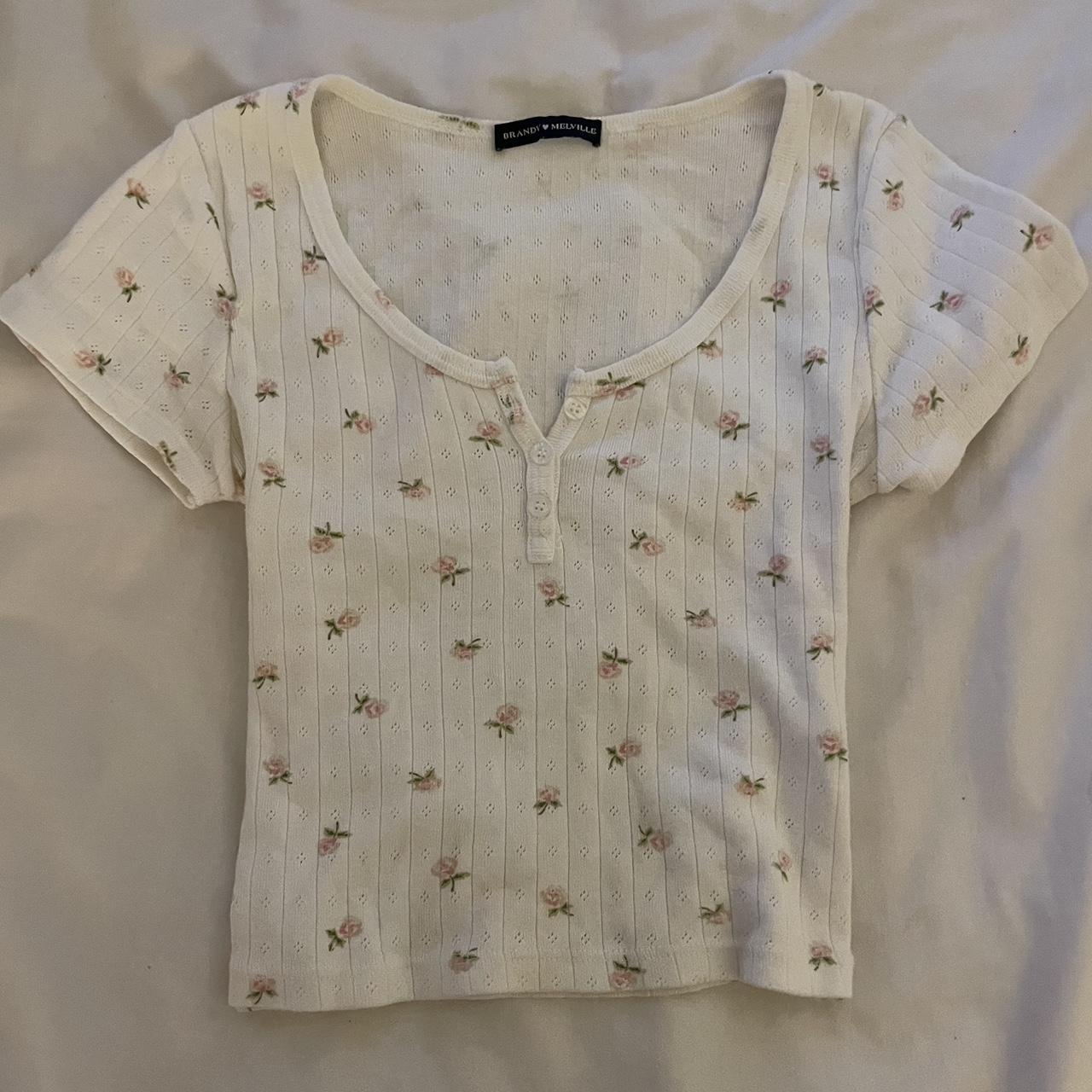 brandy melville floral zelly top (cropped version i - Depop