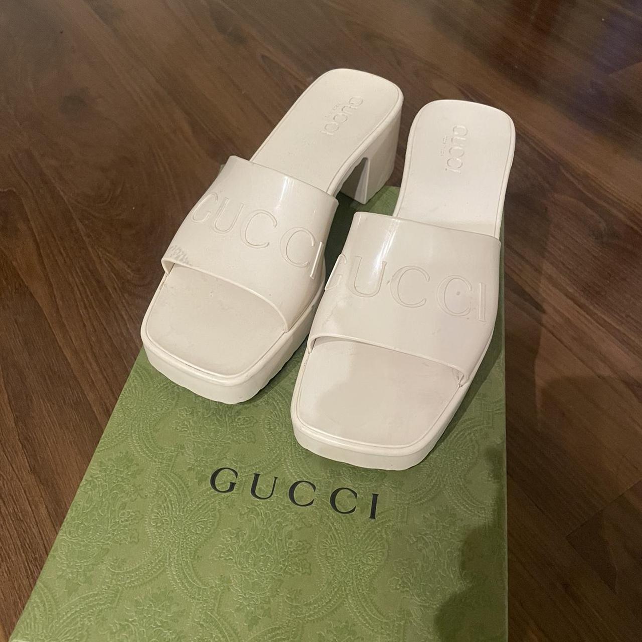 Gucci women’s rubber slide sandal Color: mystic... - Depop