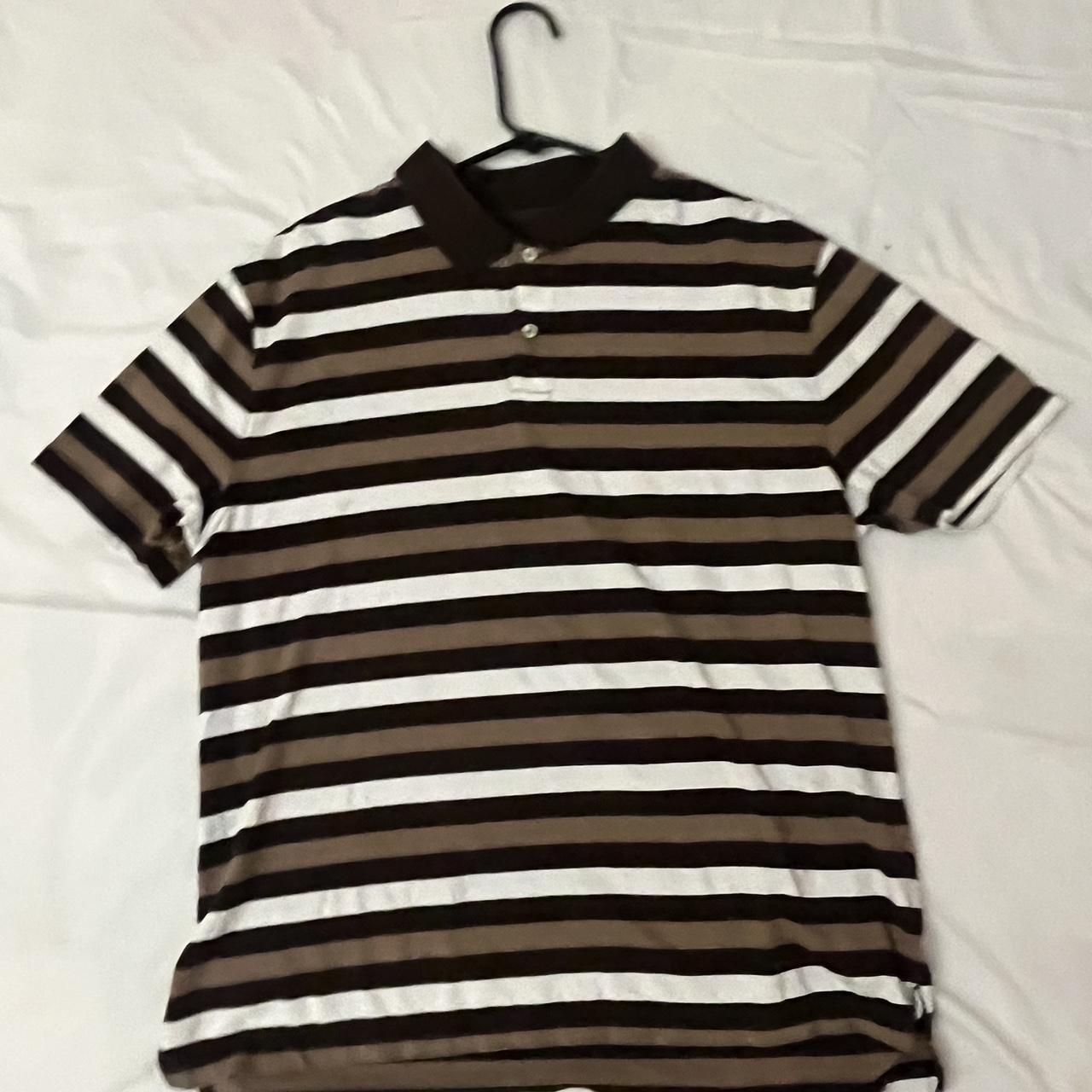 brown and white polo shirt - Depop