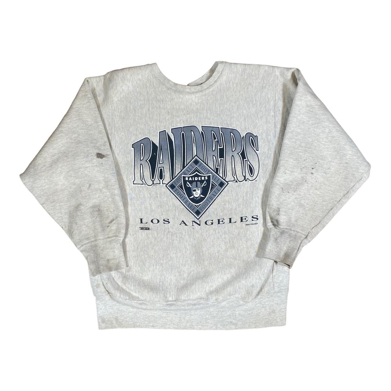 VINTAGE 90s LOS ANGELES RAIDERS Thrashed Grey... - Depop