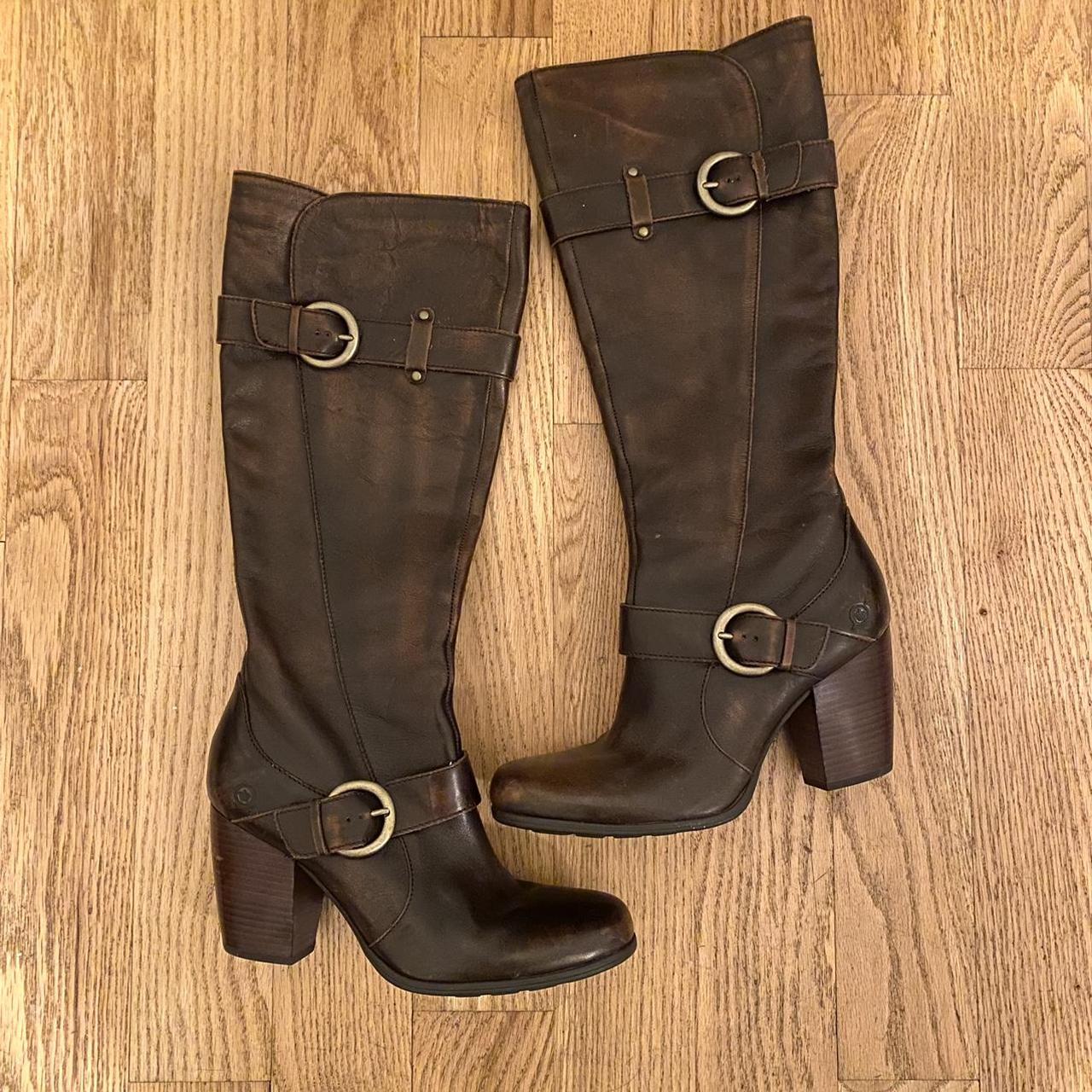 Born knee high leather boots incredible brown... - Depop