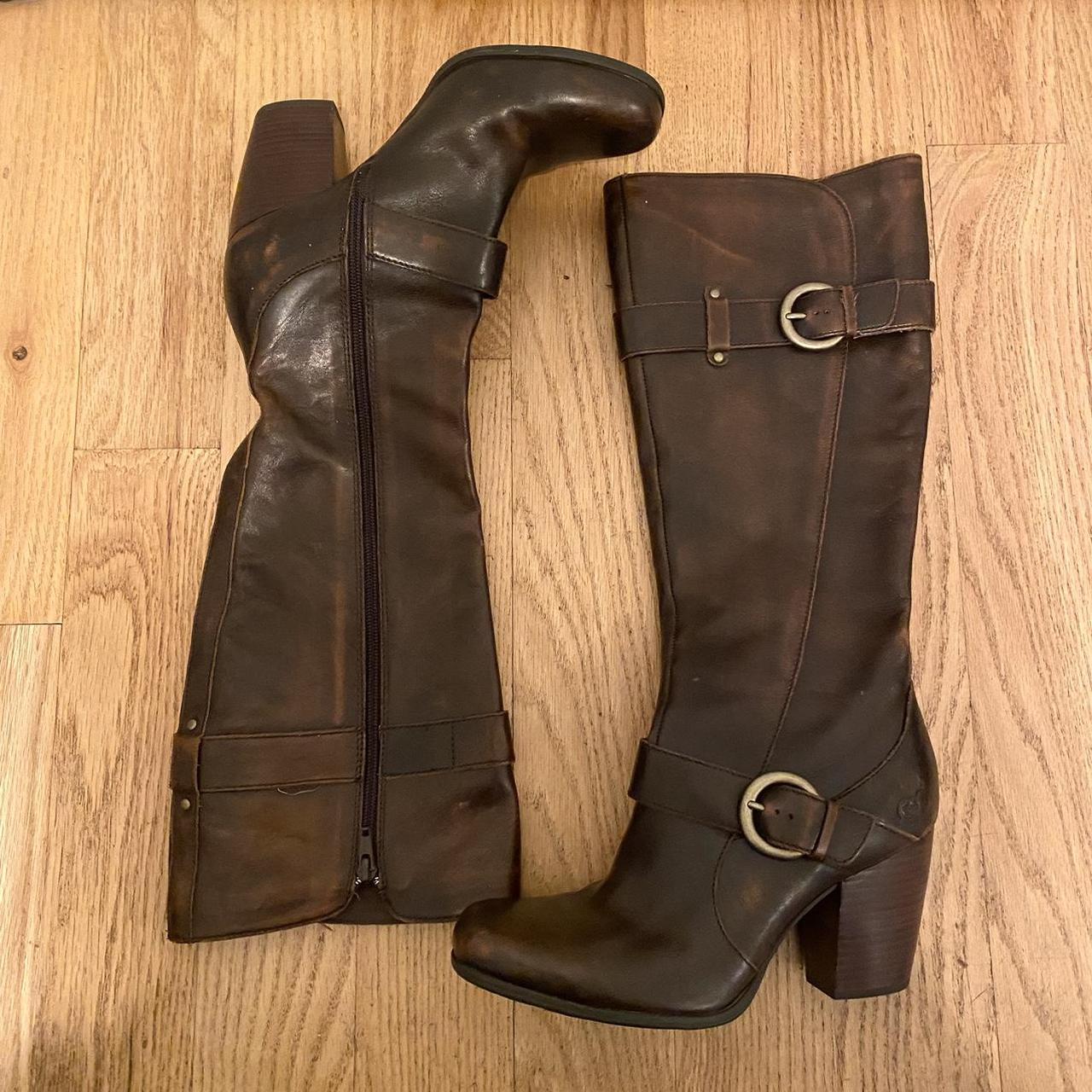 Born knee high leather boots incredible brown... - Depop