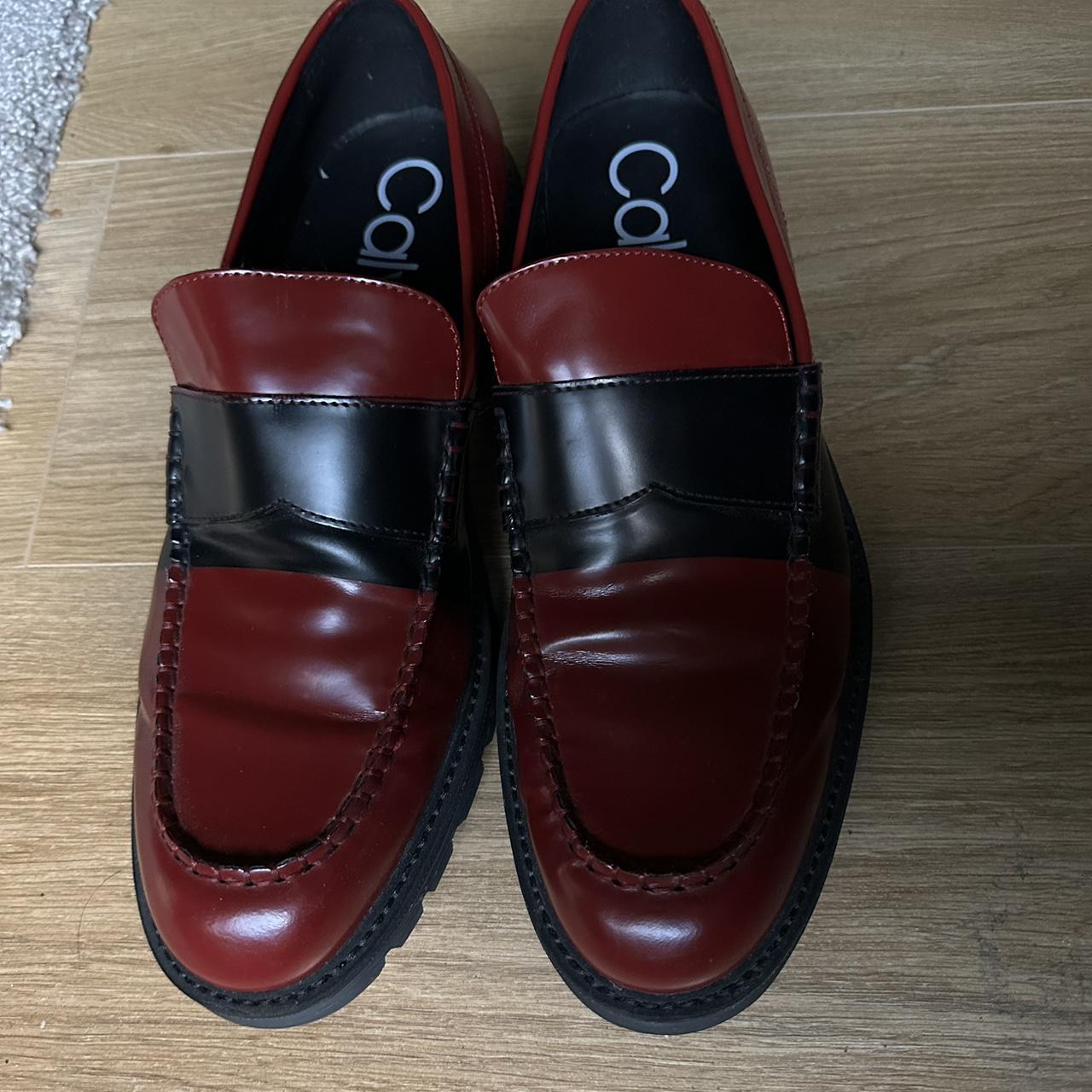 CALVIN KLEIN Florentino Red Black Leather Loafers