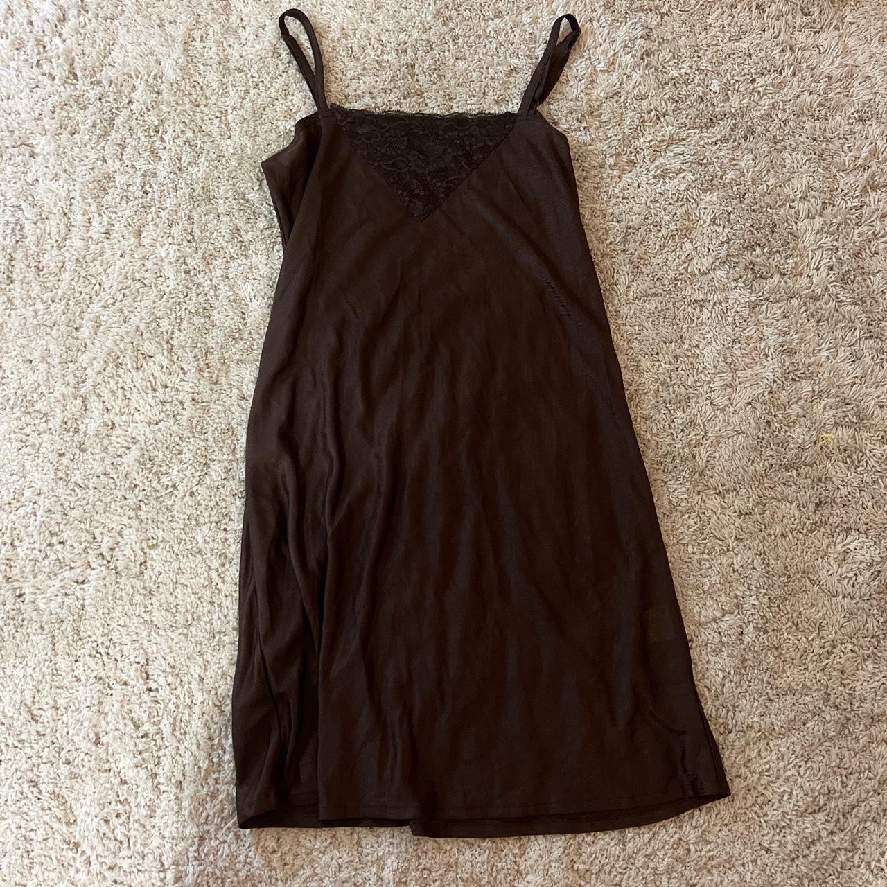 Brown slip dress Perfect condition #slipdress... - Depop