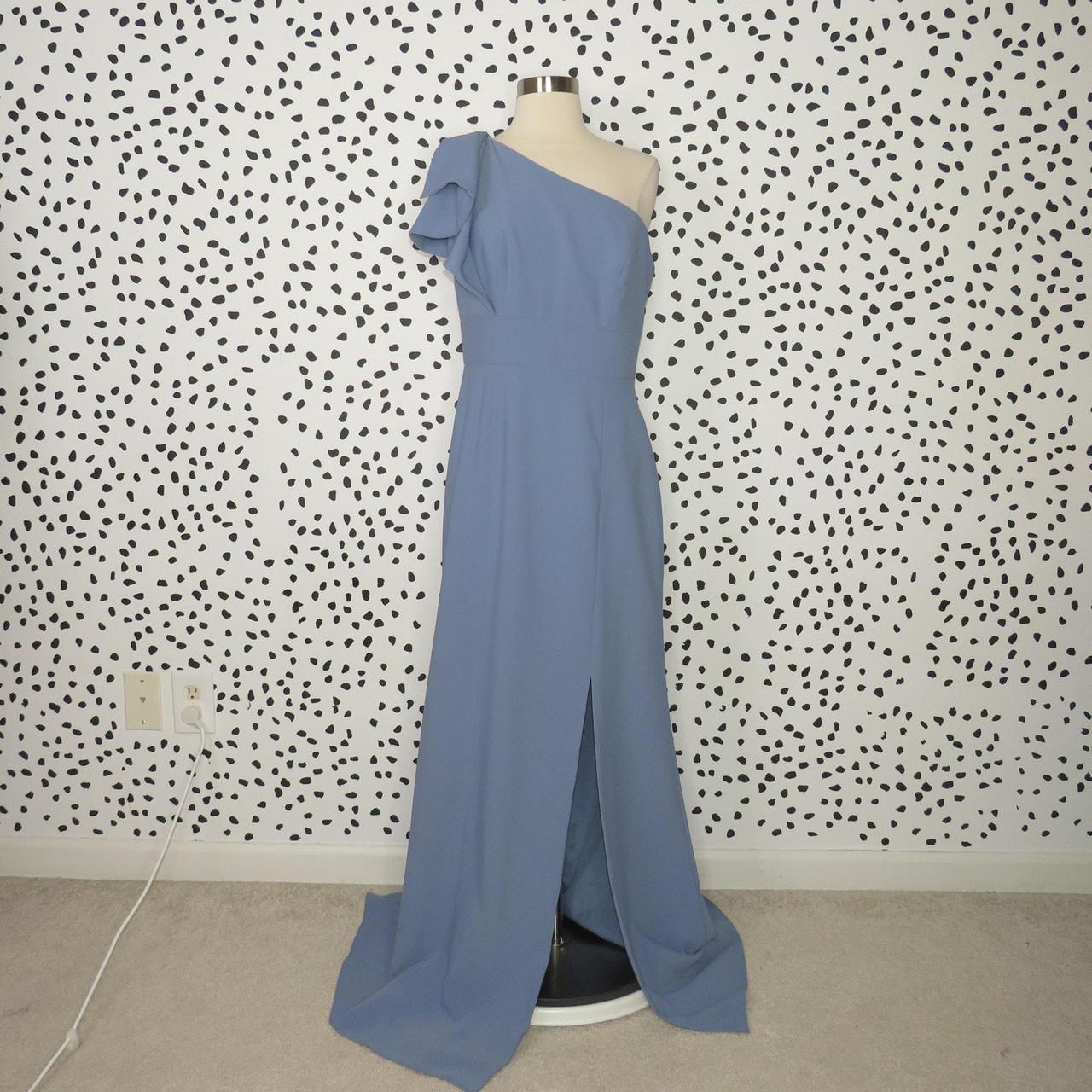 After Six Blue Bow One Shoulder Trumpet Gown Size. Depop