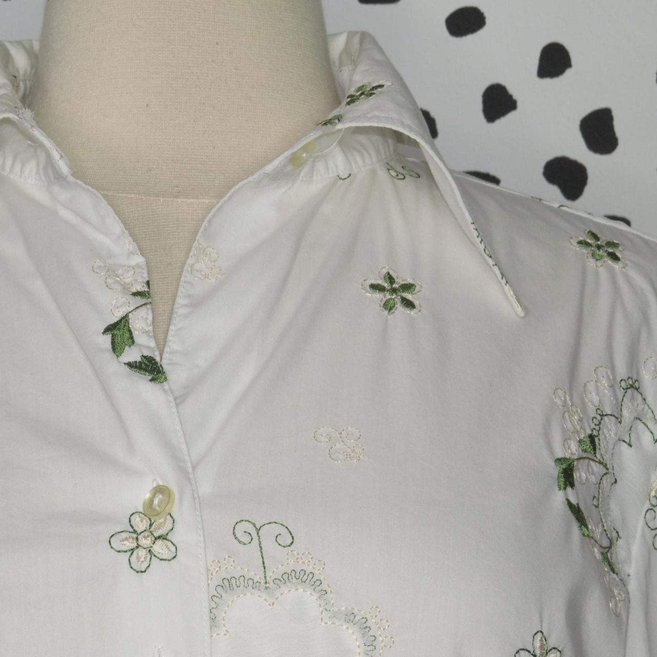 Source Unknown Women's Blouse - White/Green - S –… - image 2