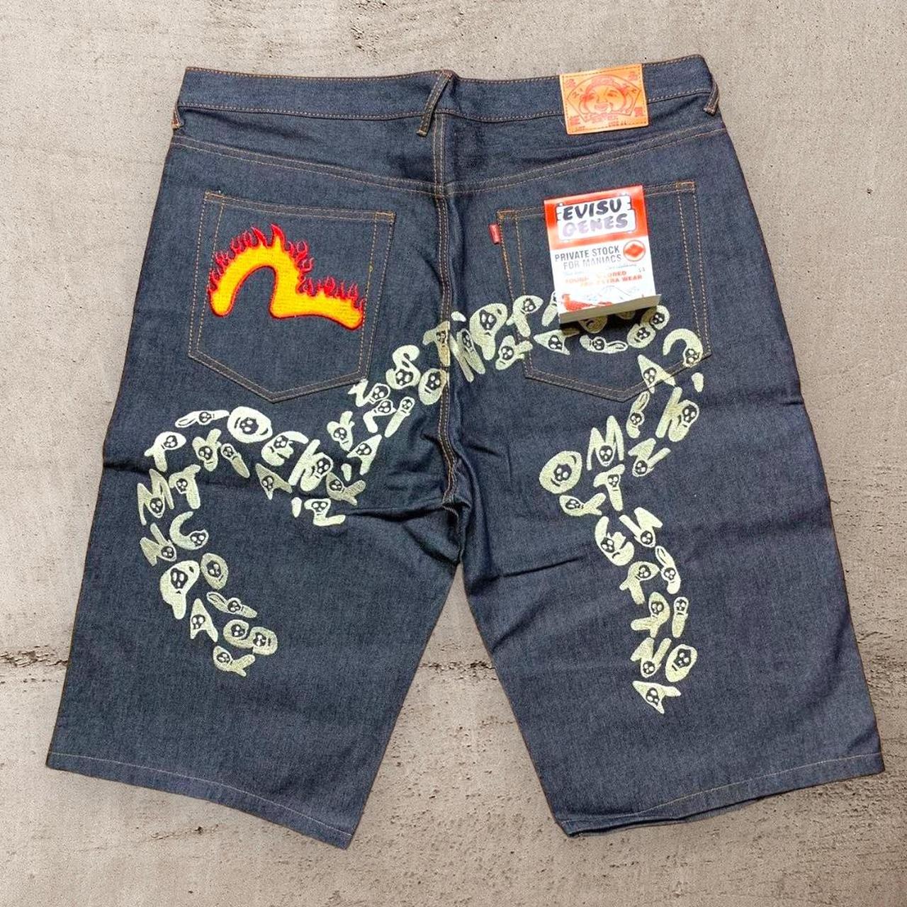 vintage evisu shorts 42. crazy pair of evisu raw... - Depop