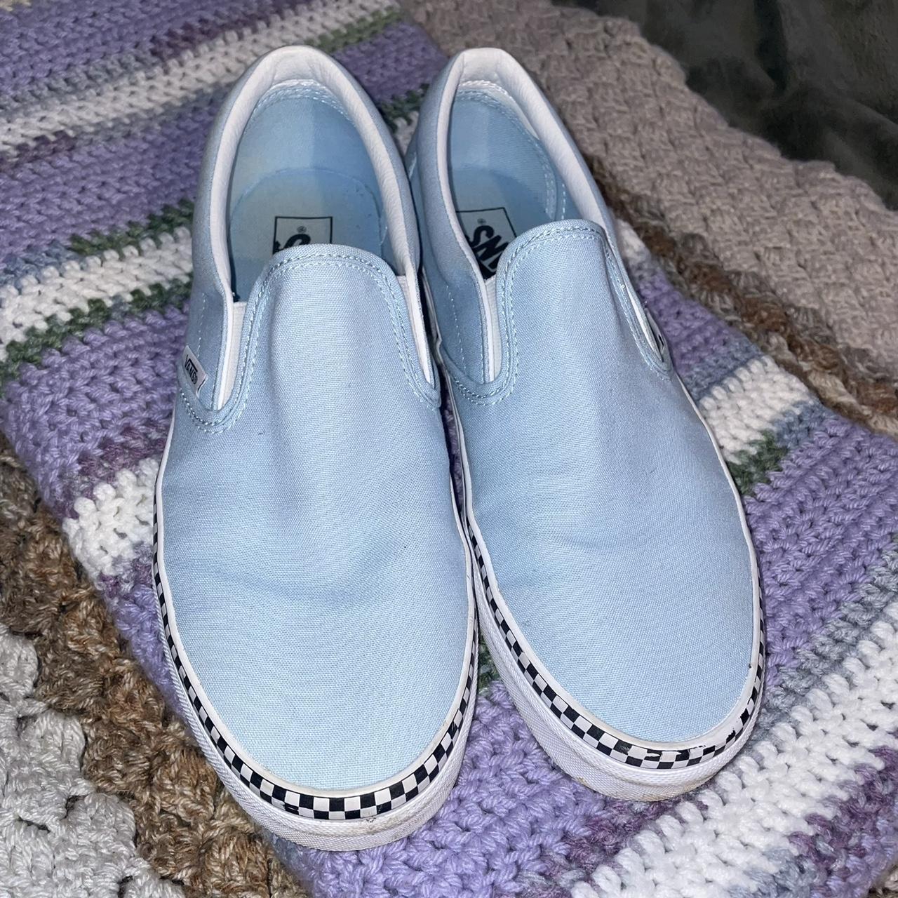 Slip on baby blue on sale vans