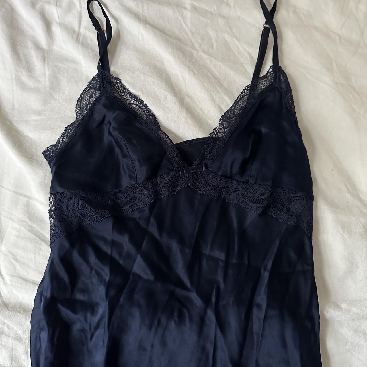 REPOP adjustable navy silky vintage cami suuuuuper... - Depop