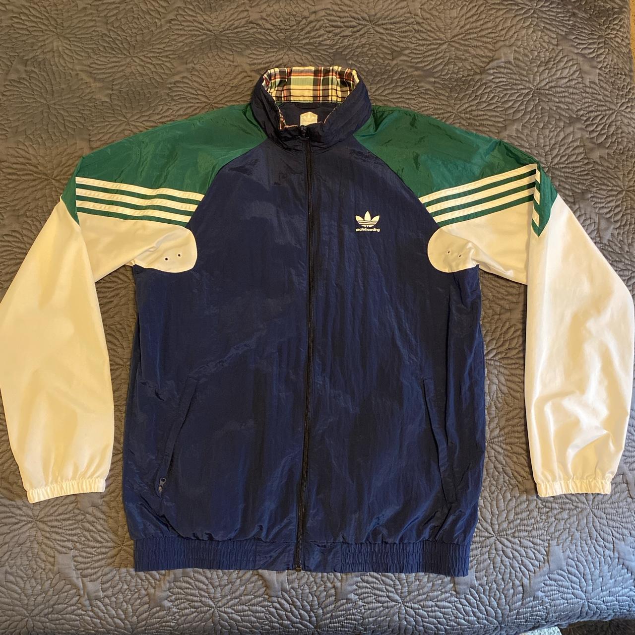 Adidas Men's Navy and Green Jacket | Depop