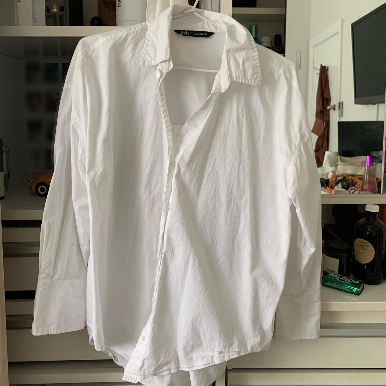 ZARA oversized white button up EUR size XS - Depop