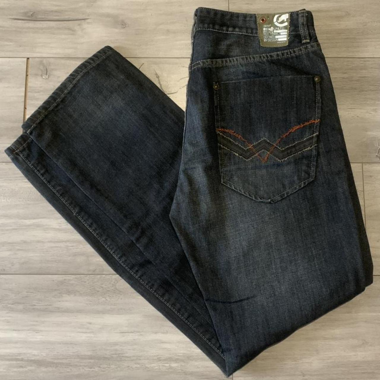 Vintage Ecko Unltd Straight Fit Dark Blue Denim... - Depop