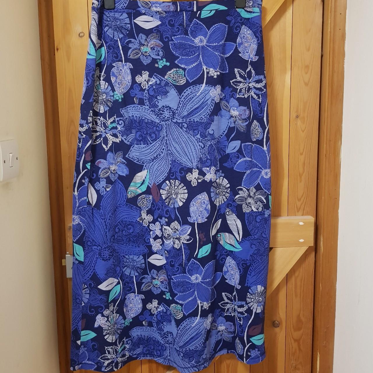 Funky floral blue green maxi skirt, mantaray uk... - Depop