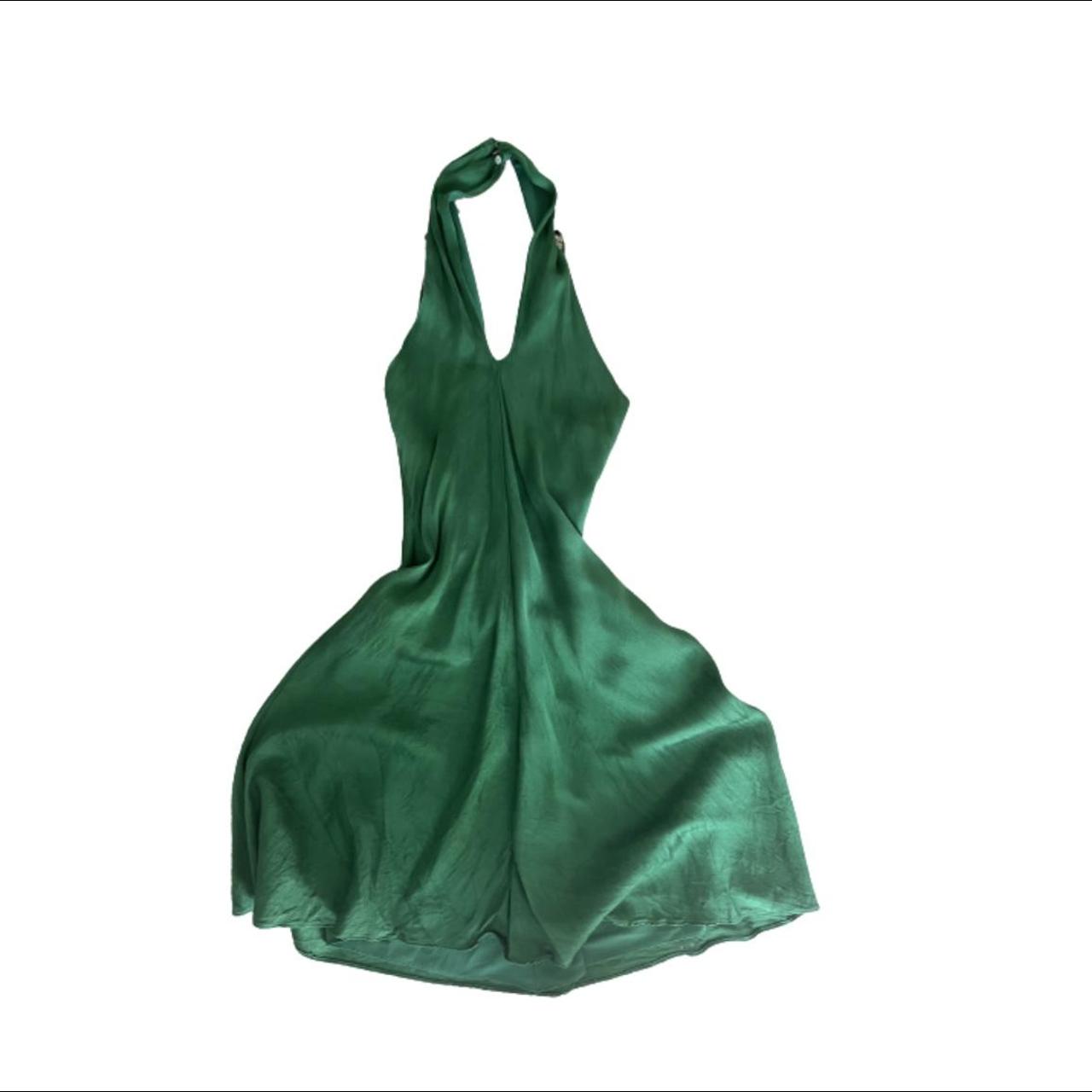 beautiful green silk halter dress #y2k #vintage... - Depop