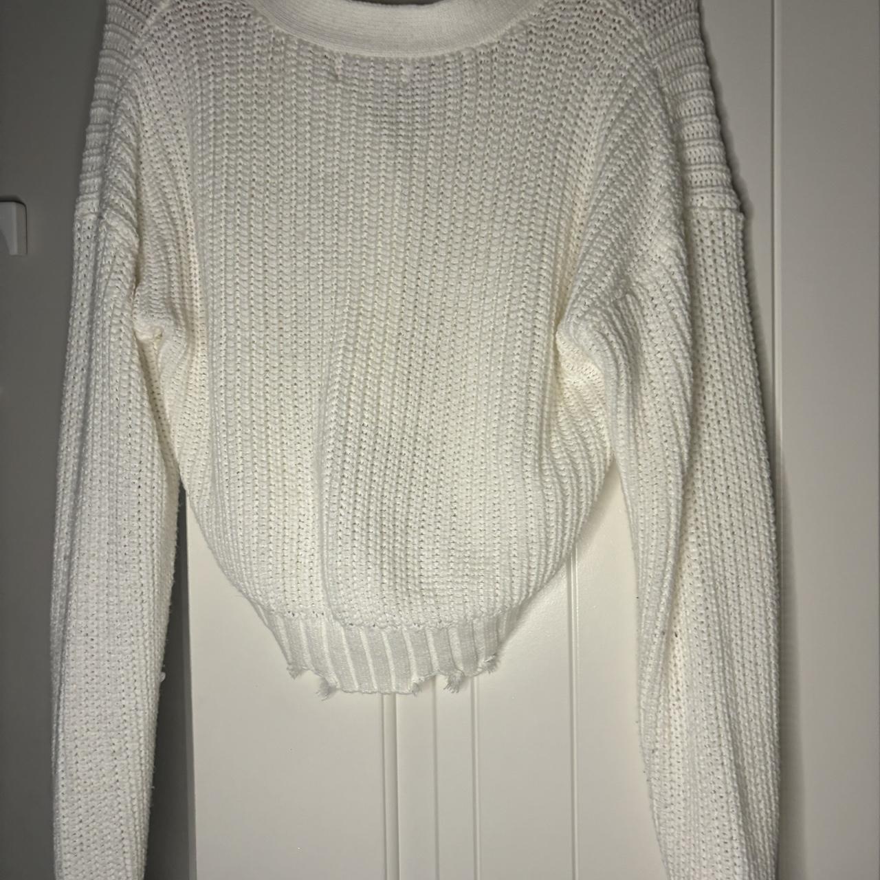 White button up sweater Size: Medium - Depop