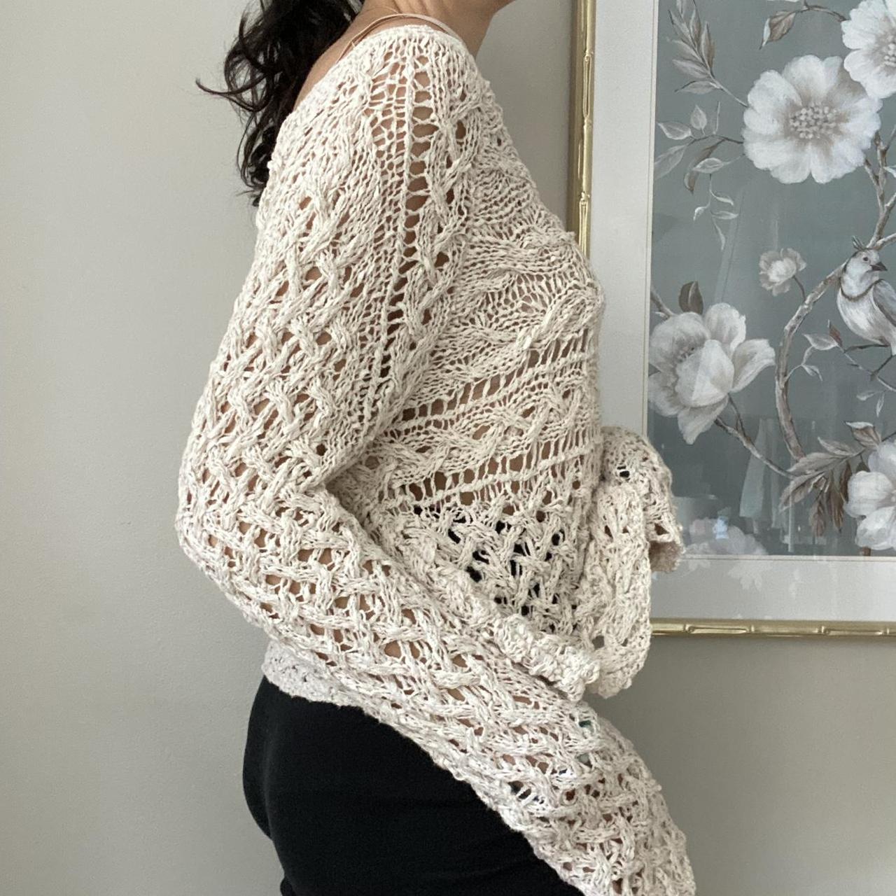 Free people chunky knit cream sweater. Has mixed... Depop