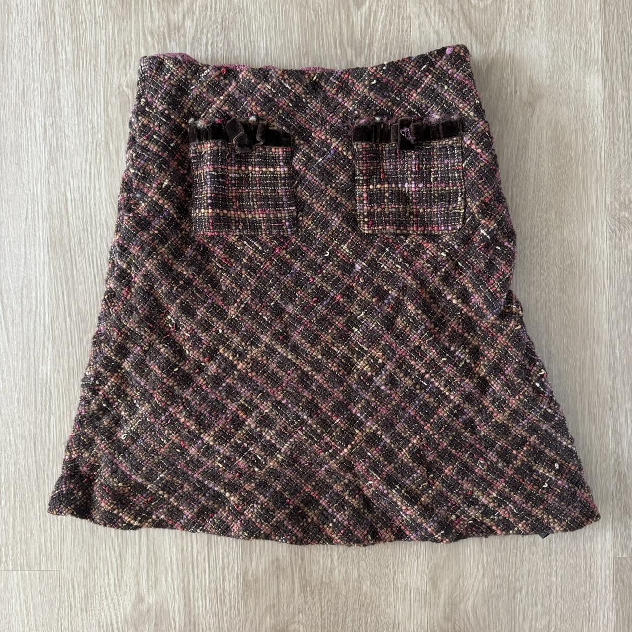 Pink and brown tweed skirt Brand Express Design. Depop