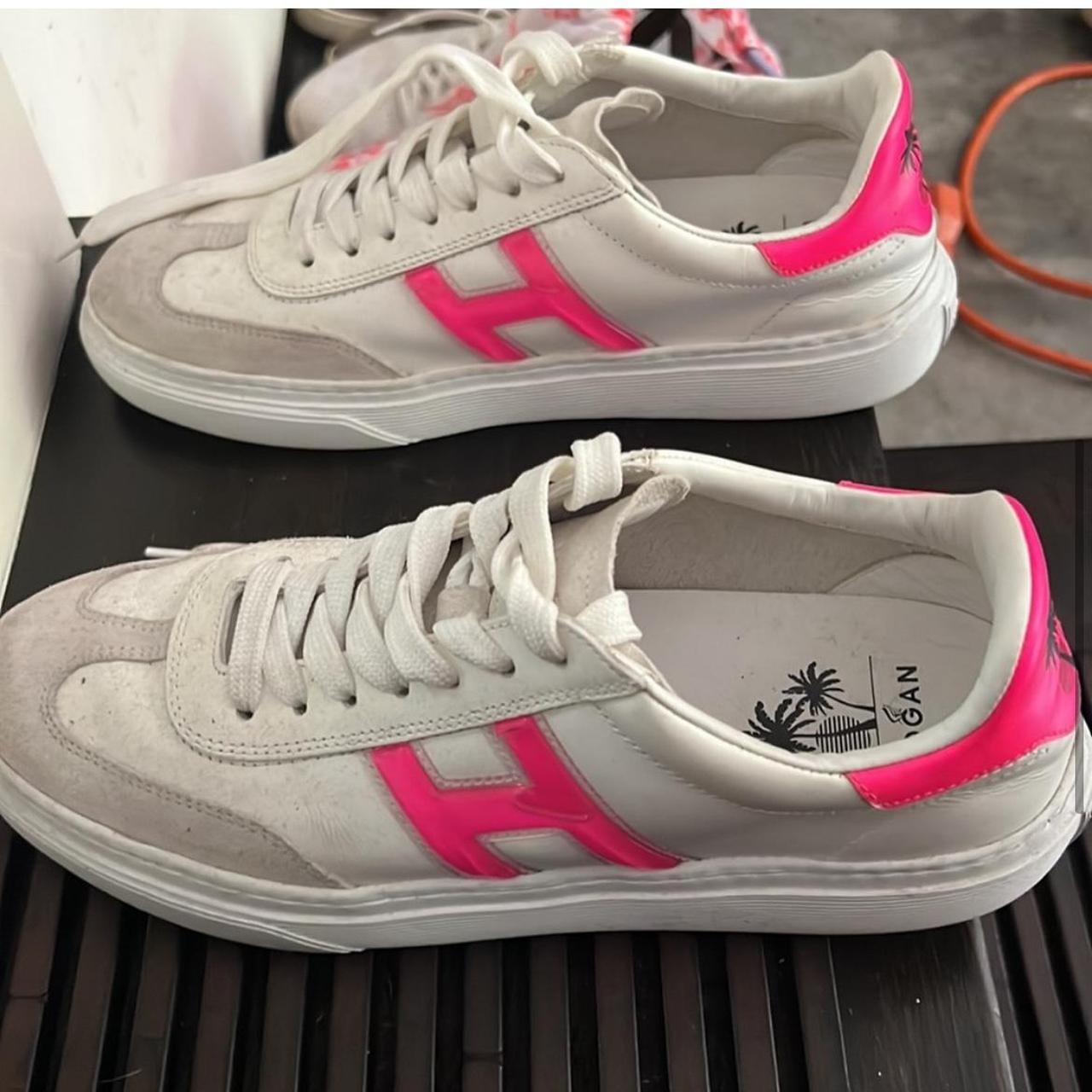 Hogan Pink Palm Sneakers Lightly worn Good | Depop