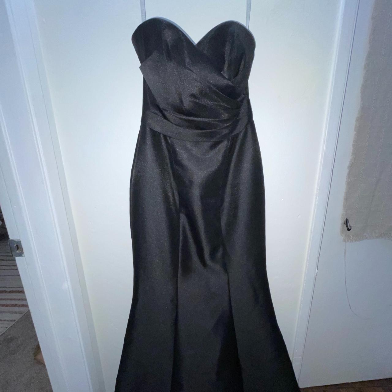 DAVID'S BRIDAL black long strapless lace dress with... Depop