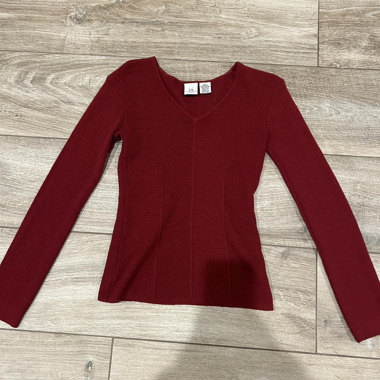 Armani Exchange red wool sweater size XS. So cute... Depop