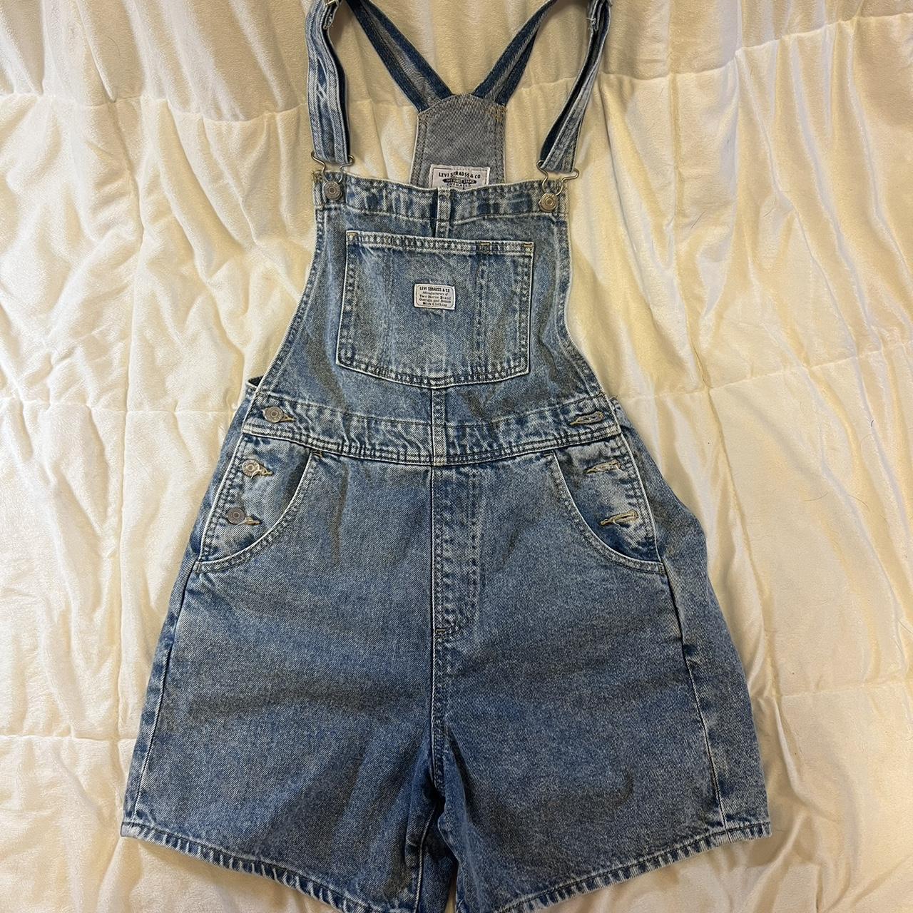 Levi’s denim short overalls Size small but fits... - Depop