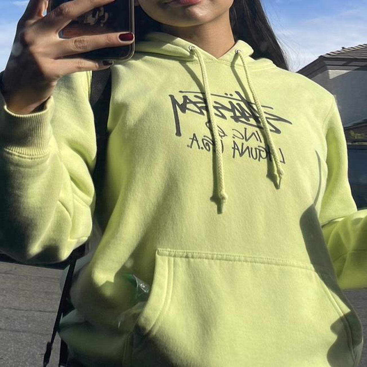 Stussy neon green hoodie sale