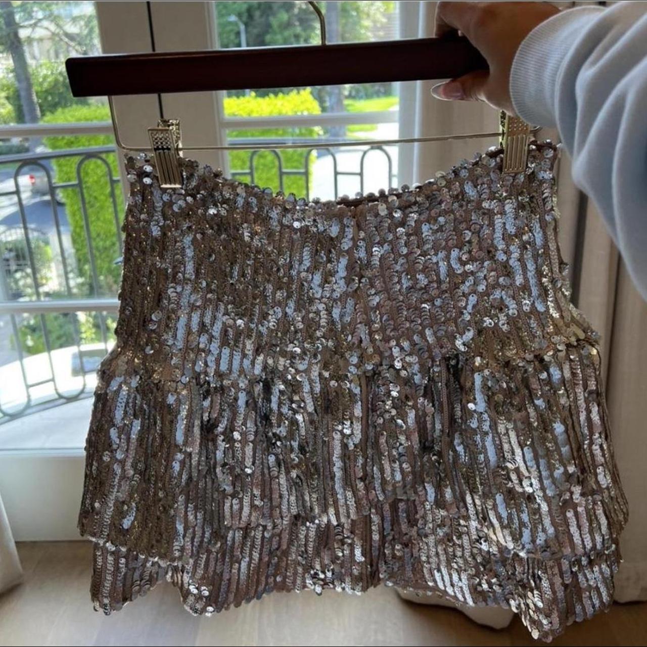 Princess Polly Size 6 Silver Sequin Skirt FREE... - Depop