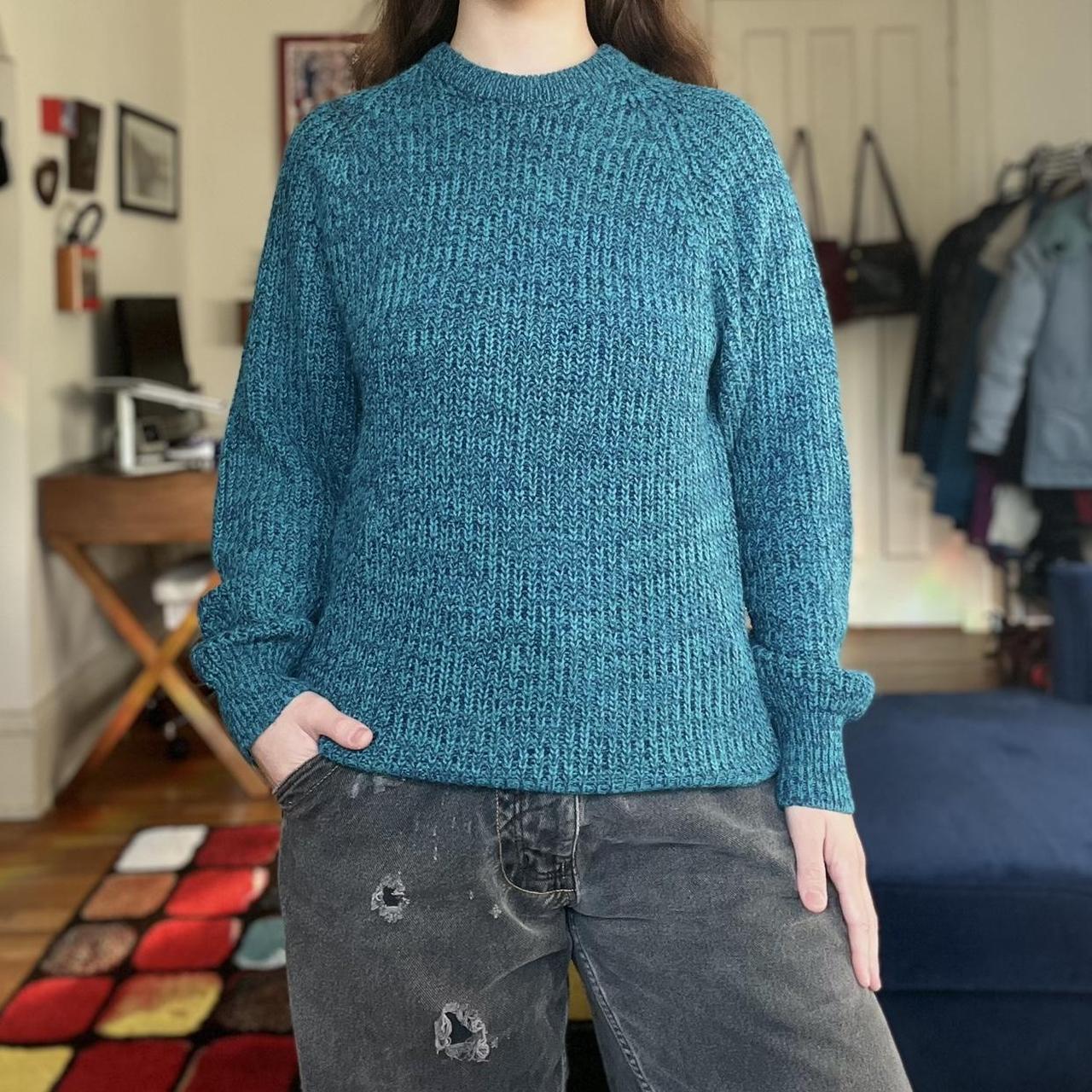 vintage 80's teal knit sweater. brand is st. john's - Depop