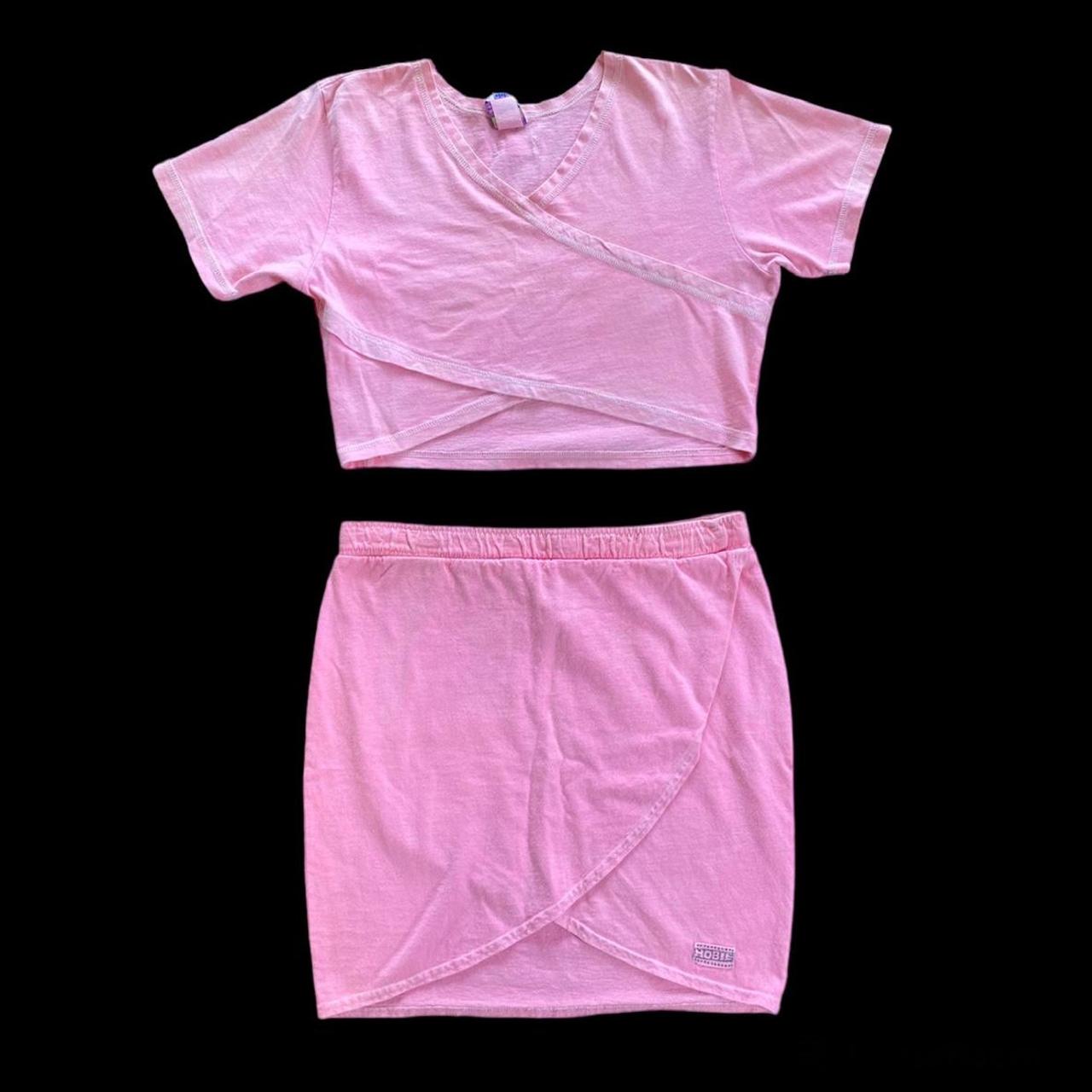 Vintage Baby Pink crop top and skirt set By the... Depop