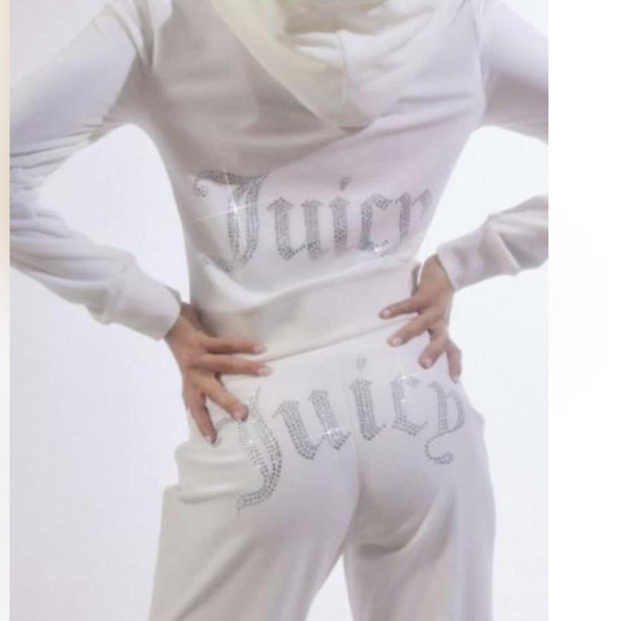 Juicy Couture Velour White Rhinestone Tracksuit Depop