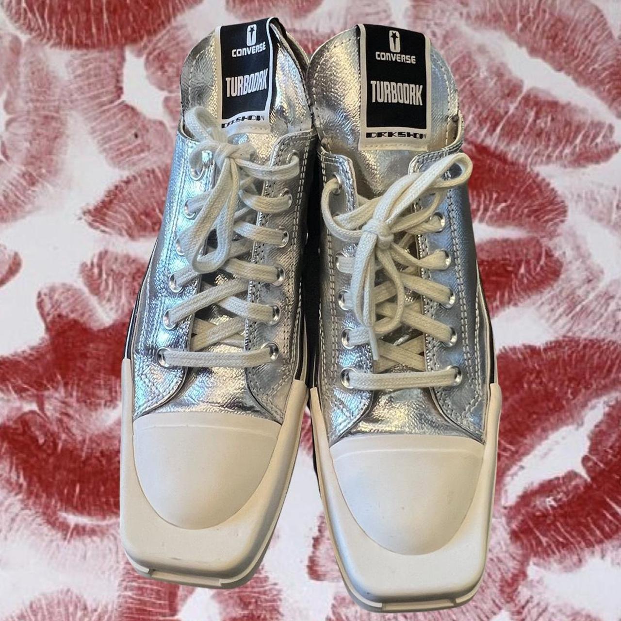 RICK OWENS X CONVERS DRKSHDW SILVER SNEAKERS WORN... - Depop