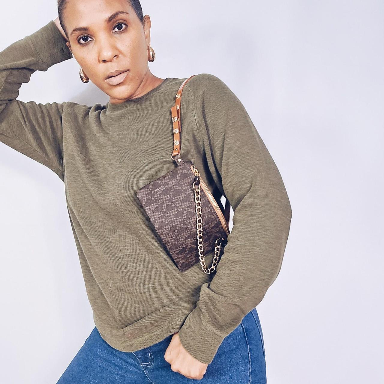 Michael Kors logo leather belt bag with gold Depop