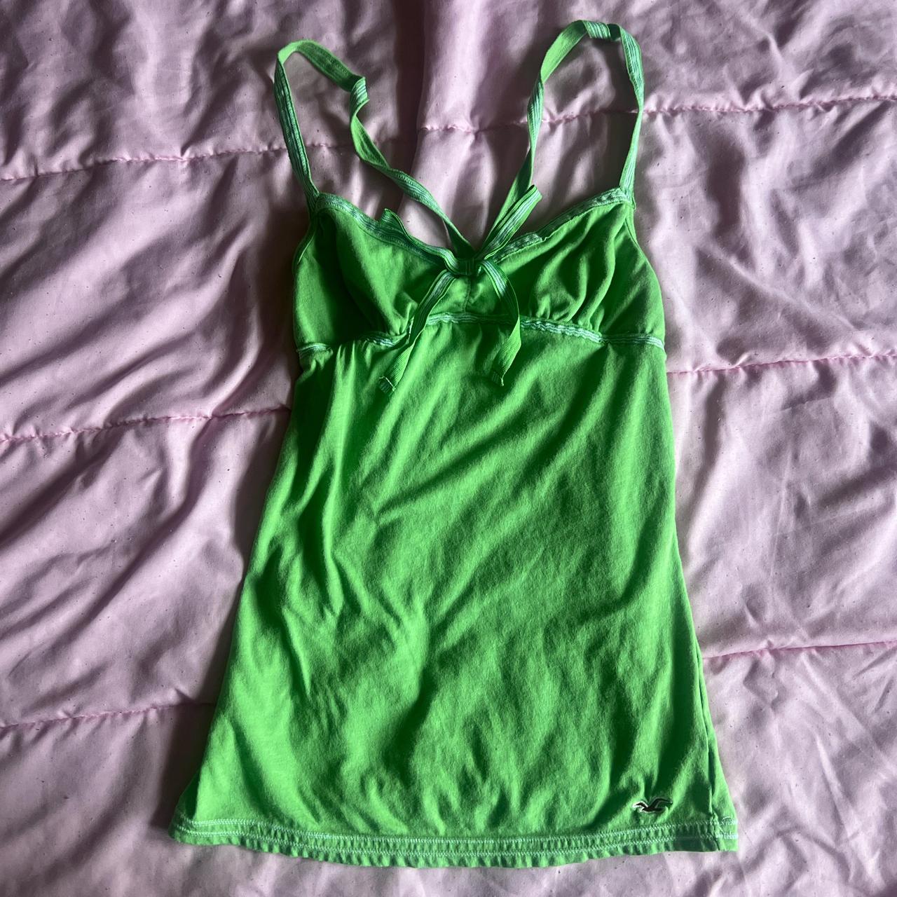 green hollister tank top with bow -brand:... - Depop
