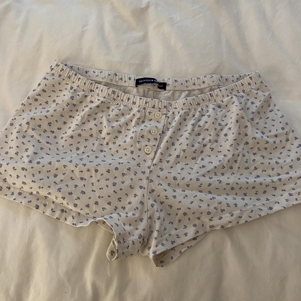 Brandy Melville Women's White and Blue Shorts | Depop